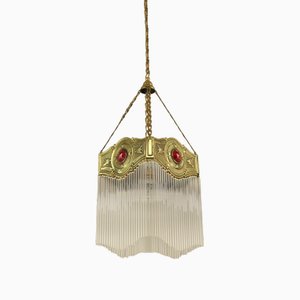 Jugendstil Hängelampe aus Glas, 1890er