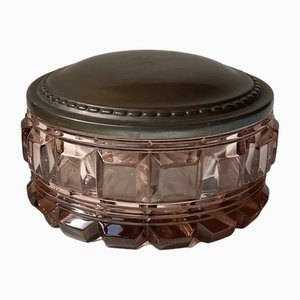 Baccarat Rose Crystal and Copper Dresser Jar, 1930s