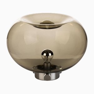 Space Age Round Chrome and Smoke Glass Lamp, 1960s