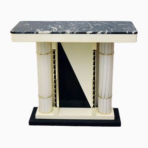 Lighting Console in Glass, Marble and Wood, Italy, 1970s