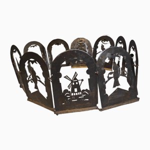 Pre-War Brass Screen with Shadow Theater Figures, 1890s, Set of 10