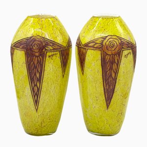 Ovoid Art Deco Vasen von FT Legras, 1920er, 2er Set
