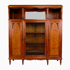 Art Deco Bookcase in Carved Walnut, 1920s