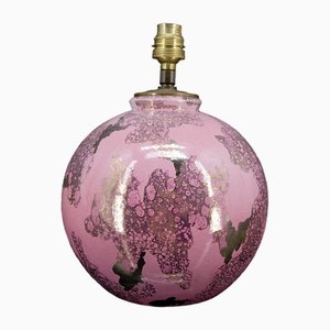 Lampada a sfera in ceramica rosa e perlata di Marguerite Briansau, 1930