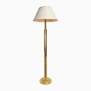 Vintage Brass Lamp with Fabric Lampshade, 1970s