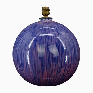 Art Deco Purple Enamel Ceramic Ball Lamp, 1920s