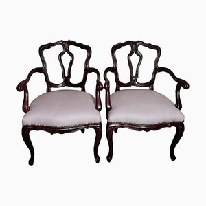 Set of Italian Louis Philippe King Armchairs, 1870s
