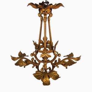 Lámpara de araña modernista de bronce, década de 1890