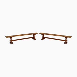 Set of French Oak Monastic Community Benches, 1890s
