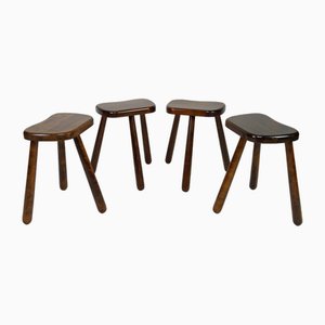 Sgabelli bassi vintage di Charlotte Perriand, anni '60, set di 4