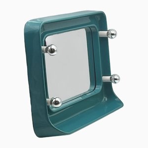Vintage Turquoise Wall Mirror with Built-in Lights, 1970s