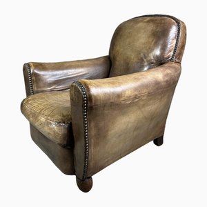 Leather Club Armchair, 1950s