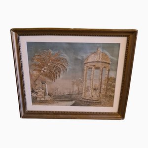 French Silk Embroidery Depicting the Temple de L'Amour, 18th Century