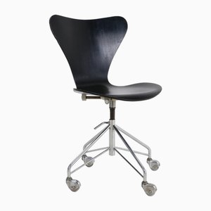 Black 3117 Office Swivel Chair by Arne Jacobsen for Fritz Hansen, 1970