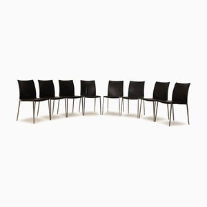 LIA 2086 Dining Chairs in Black Leather from Zanotta, Set of 8