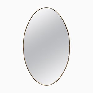 Oval Wall Brass Mirror, Italy 1960s