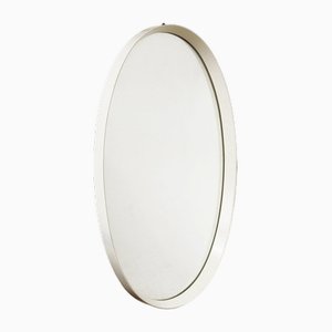 Specchio ovale vintage in plastica bianca, anni '70