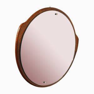Specchio rotondo in teak, anni '60