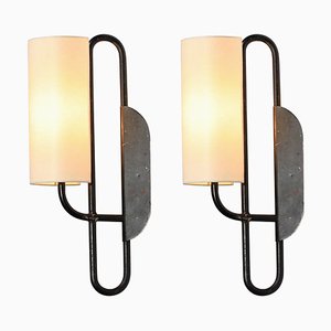 Vintage French Wall Lights in the style of Jean Royère, 1950s, Set of 2