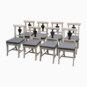 Swedish Dining Chairs with Decorative Urn Details, Set of 8