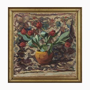 Swedish Artist, Tulips, Mid 20th Century, Oil Painting