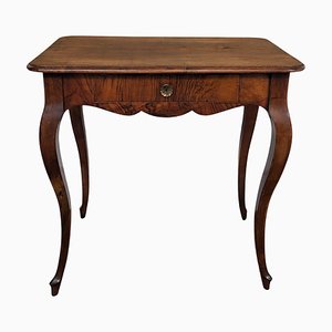 talian Walnut Desk Side Table with Cabriole Carved Legs, 1890s