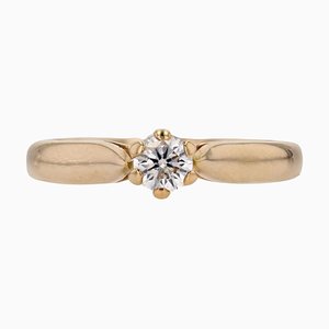 Modern18 Karat Yellow Gold Solitaire Ring with Diamond