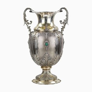 Large 20th Century Italian Amphora-Shaped Silver Vase