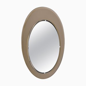Mid-Century Triple Beveled Oval Bronze Colored Mirror by Cristal Art, Italy, 1960s