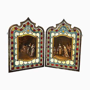 19th Century Window Panels in Stained Glass, Set of 2