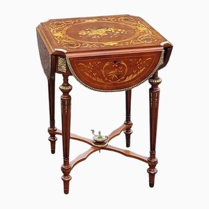French Marquetry and Walnut Drop-Leaf Centre Table, 1900s