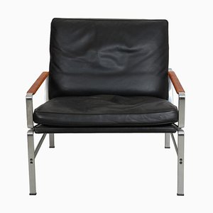 FK-6720 Lounge Chair in Black Leather by Fabricius and Kastholm