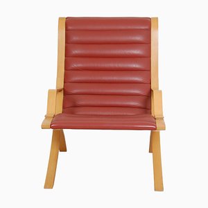 Ax Armchair in Red Leather by Peter Hvidt & Orla Mølgaard, 1970s