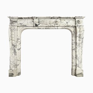 Antique French Louis XVI Style Fireplace Mantel in Arabescato Marble, 1860s