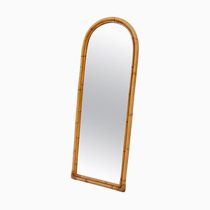 Arched Wall Mirror in Bamboo and Rattan, 1960s