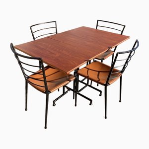 Mid-Century Drop Leaf Dining Table and Chairs in Ladderax Teak, 1960s, Set of 5