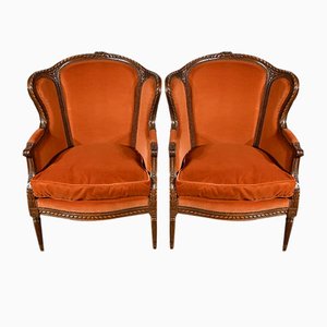 Louis XVI Style Lounge Chair in Beech, Set of 2