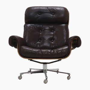 Leather and Rosewood Lounge Chair by Martin Stoll for Giroflex, 1960s