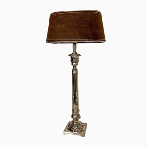 Lámpara de mesa estilo eduardiano de níquel, años 60