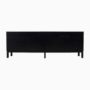 Large Belgian Brutalist Sideboard in Black Ebonized Oak, 1970s