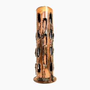 German Brutalist Copper Vase with Fused Holes, 1970s