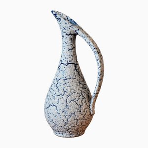 Pitcher Vase in Cracked Blue Ceramic, 1950s