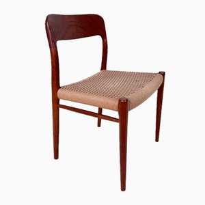 Sedia modello 75 in teak e corda di carta intrecciata di Niels O. Møller per JL Møllers, Danimarca, 1954