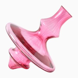 Vase Toupie Cranberry en Verre par Christian Tortu, 1990s