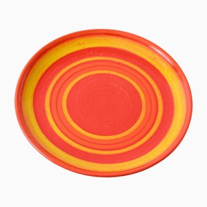 Large Italian Red and Yellow Plate from Baldelli, 1970s