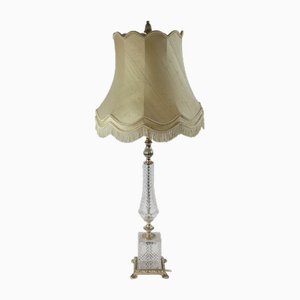 Lámpara de mesa Regency francesa grande de cristal de plomo, años 60