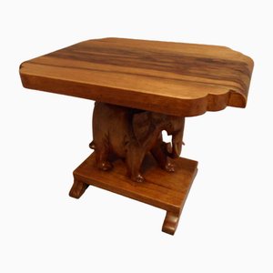 Art Deco Wallnut Sidetable with Elephant, 1930s