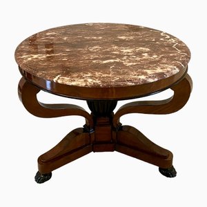 Mesa de centro francesa victoriana antigua con tablero de mármol, década de 1860