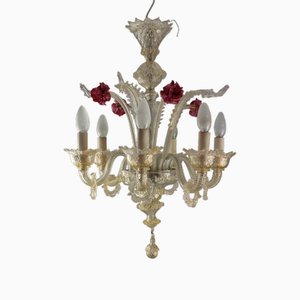 Lámpara de araña veneciana de cristal de Murano, años 50