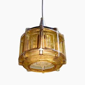 Lampada vintage in vetro ambrato, Svezia, Danimarca, attribuita a Orrefors
